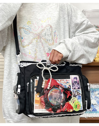 New Japanese Style Transparent Crossbody Bag Cute Candy Color Commuting Shoulder Bag for Girls Simple and Casual Texture Ita Bag