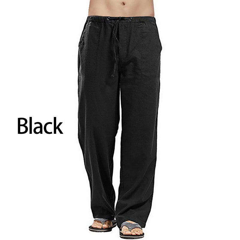 Fashion Mens Linen Wide Pants Korean Trousers Oversize Sports Streetwear Male Spring Yoga Pants Casual Men Clothing Sweatpants