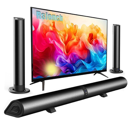 Soundbar estéreo para TV 2 em 1 destacável com Bluetooth, rádio FM e separação em 2 caixas de som para uso em pedestal ou na horizontal