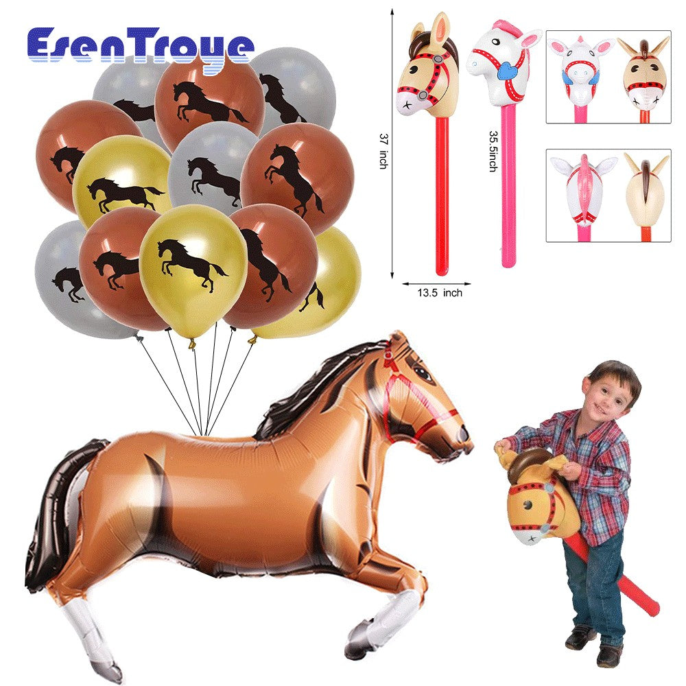 1pc Oversized Horse Balloon Cowboy Giant Horse Aluminum Film Balloon Farm Animal Horse Theme Birthday Party Decoration Kids Toys