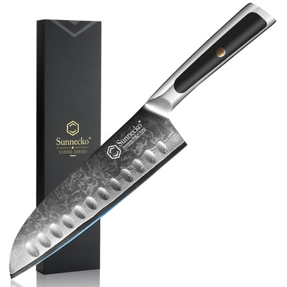 Facas de chef Sunnecko Damascus 1-7 peças/conjunto Faca de corte de carne de aço VG10 de alto carbono Faca de cozinha de corte utilitária ultra afiada