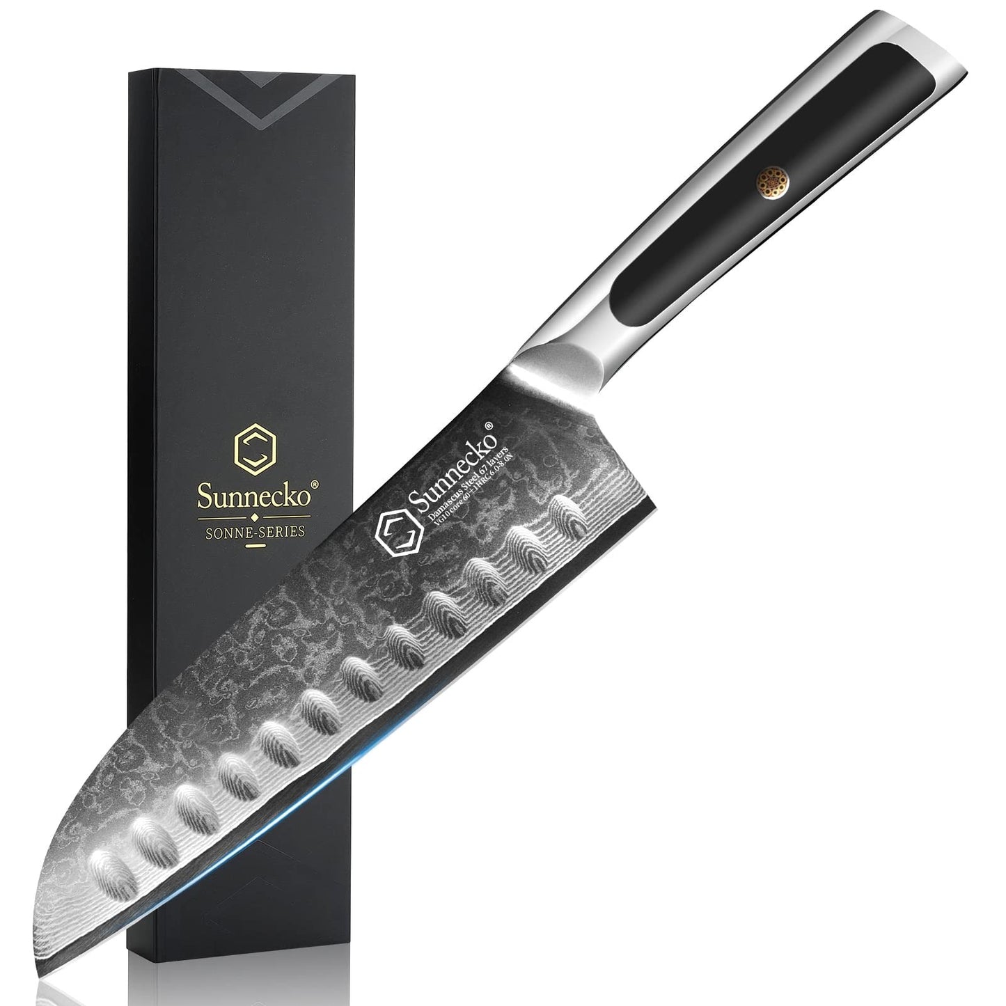 Facas Damasco Sunnecko 1-6Pcs/Set Faca de Cozinha Ultra Afiada com Núcleo VG10 Fio de Corte Utilitário Cutelo do Chef Santoku Fatiar Descascar