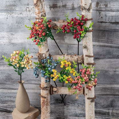 Artificial Berry Flowers Red Blue Fake Plant DIY Fake Flower Arrangement Table Ornament For Home Party Weddings Christmas Decor