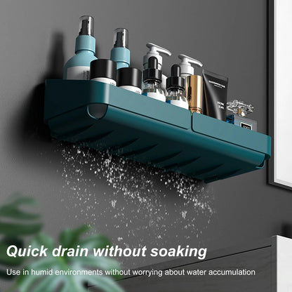 Rack de Conveniência para Banheiro Cozinha Prateleira Organizador de Maquiagem Cosméticos Shampoo Rack Prateleira de Chuveiro de Parede para Temperos Sem Perfuração
