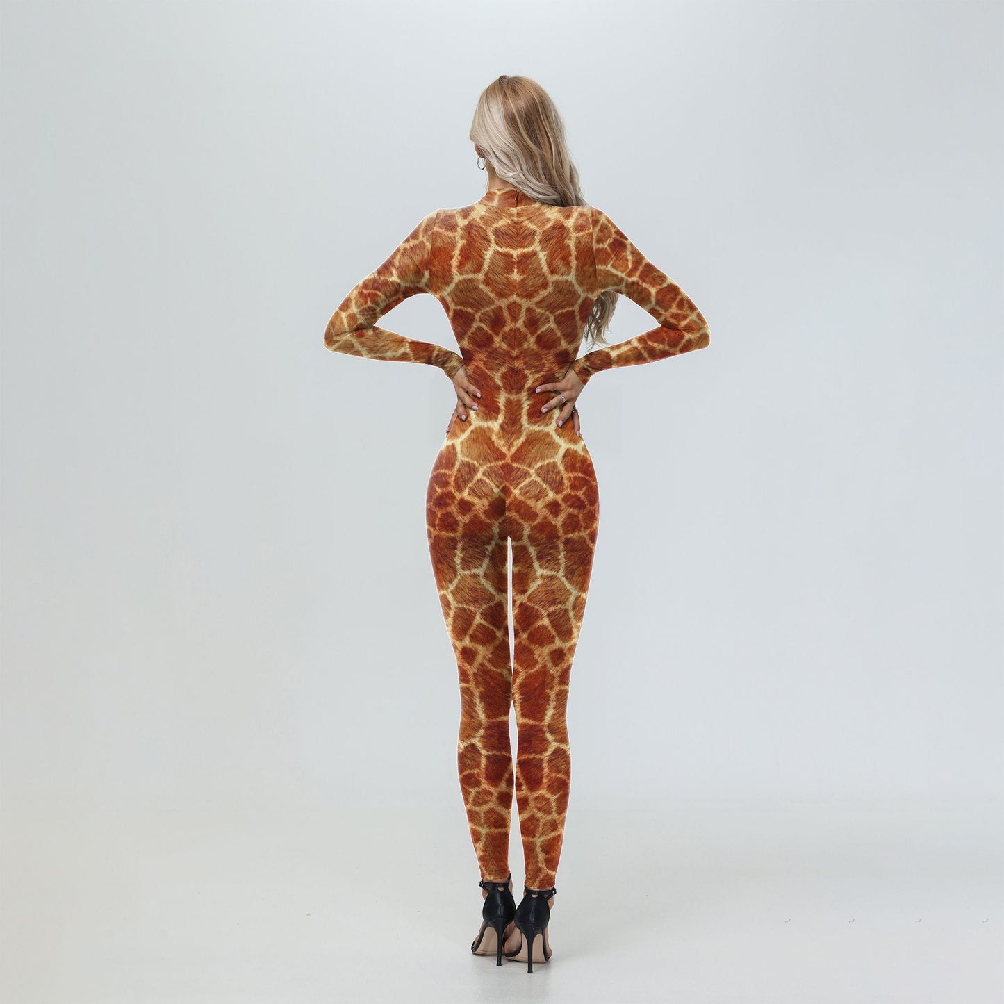 [You're My Secret] Adult Fox Leopard Print Animal Costume Halloween Purim Carnival Party Cosplay Costume Jumpsuit Zenti Bodysuit