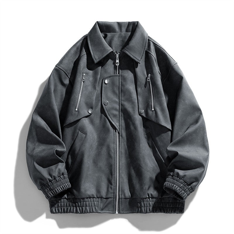 Fashion Trend Korean Slim Fit Casual Men's Leather Jacket Motorcycle Jacket New Spring and Autumn Men's Slim PU Leather Jacket