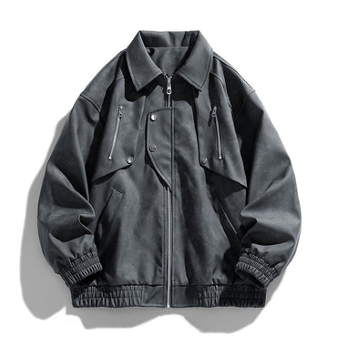 Fashion Trend Korean Slim Fit Casual Men's Leather Jacket Motorcycle Jacket New Spring and Autumn Men's Slim PU Leather Jacket