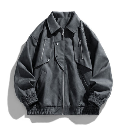 Fashion Trend Korean Slim Fit Casual Men's Leather Jacket Motorcycle Jacket New Spring and Autumn Men's Slim PU Leather Jacket