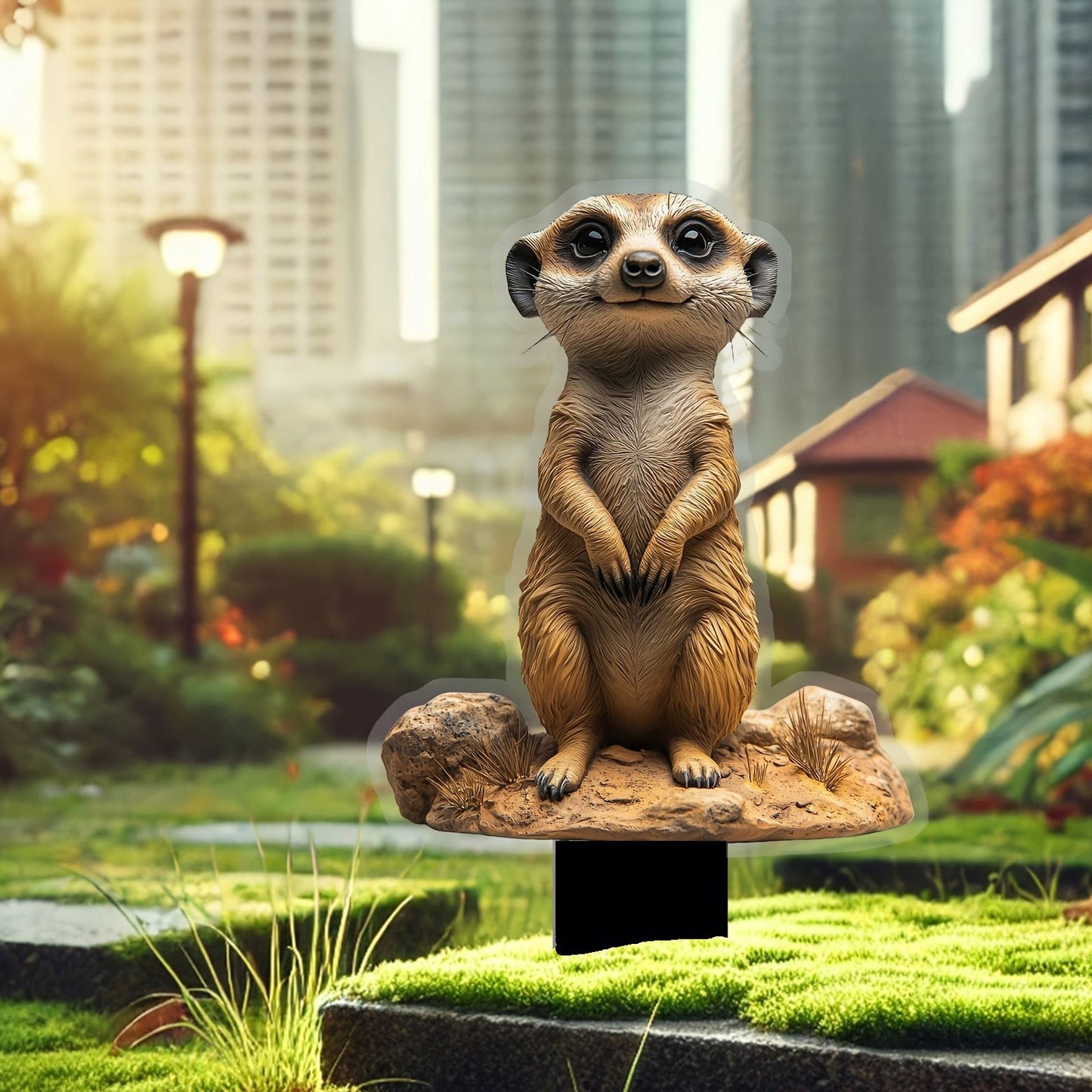 1Pc 2D Flat Acrylic Hamster Garden Stake - Cute Smiling Meerkat with Wise Eyes, Ideal for Lawn & Potted Plants Outdoor Decor