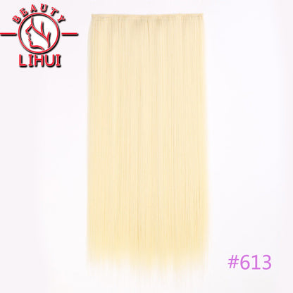 Extensões de cabelo sintéticas com clipe, longas e lisas, com 5 clipes em uma única peça, extensões de cabelo multicoloridas LIHUI