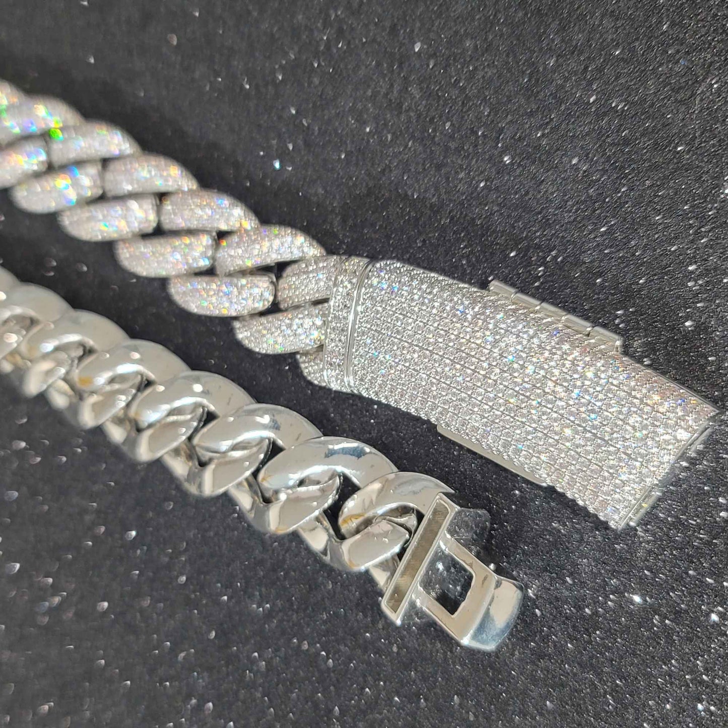 Corrente Cubana da Moda Miami Gelo 20MM Colar de Lua Totalmente Cravejado com Diamantes Fivela Longa Pulseira Joias Hip Hop Colares Para Homens