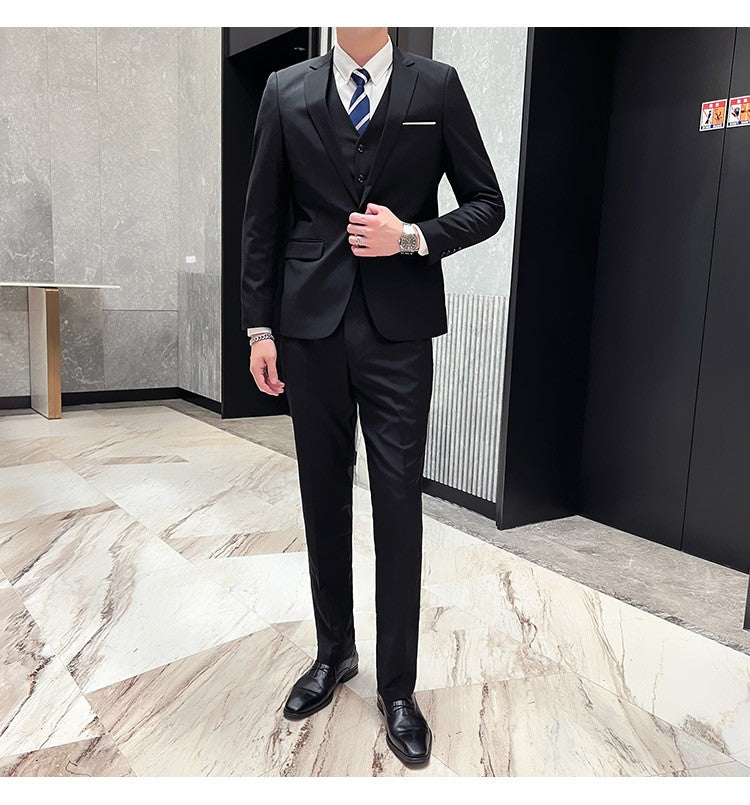 Men's High-Quality 3-Piece Business Casual Wedding Suit Vest Trousers Set Handsome Fashion Banquet Clothing S-6XL