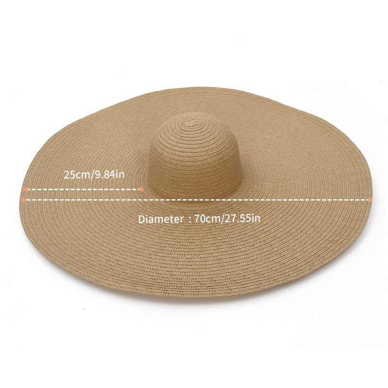 Chapéu de Palha Grande GEMVIE Para Mulheres Chapéu de Sol de Verão de Aba Larga Dobrável Chapéu de Praia Grande de Papel Nova Moda 2022