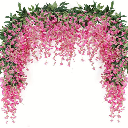 Wisteria Artificial Flowers Garland,Artificial Wisteria Vine Hanging Flower For Home Garden Outdoor Ceremony Wedding Home Decor