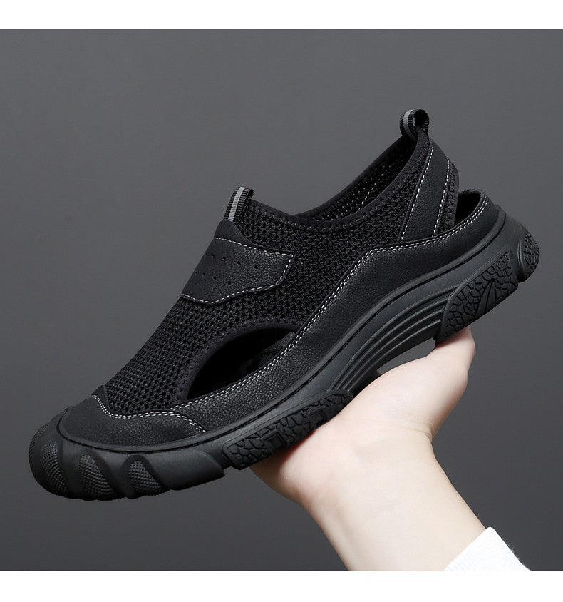 Outdoor Trendy Sandals Summer Mesh Hollow Casual Outerwear Shoes Men's Breathable Sports Shoes Beach Sandals New