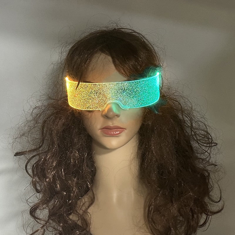 Led Luminous Glasses Bar Masquerade Concert Rave Goggles Rainbow Space Robot Futuristic Led DJ LIGHT Glasses Star Y2k Glasses