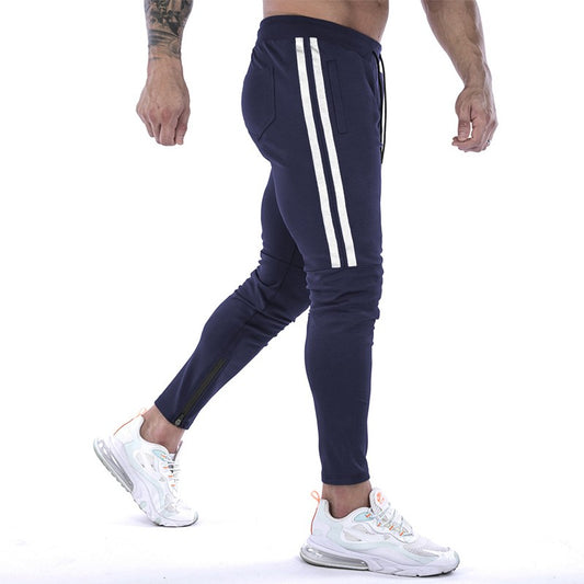 Gym Skinny Jogger Pants Men Running Sweatpants Fitness Bodybuilding Sports Pants Zip pocket Male Cotton Jogging Trousers men