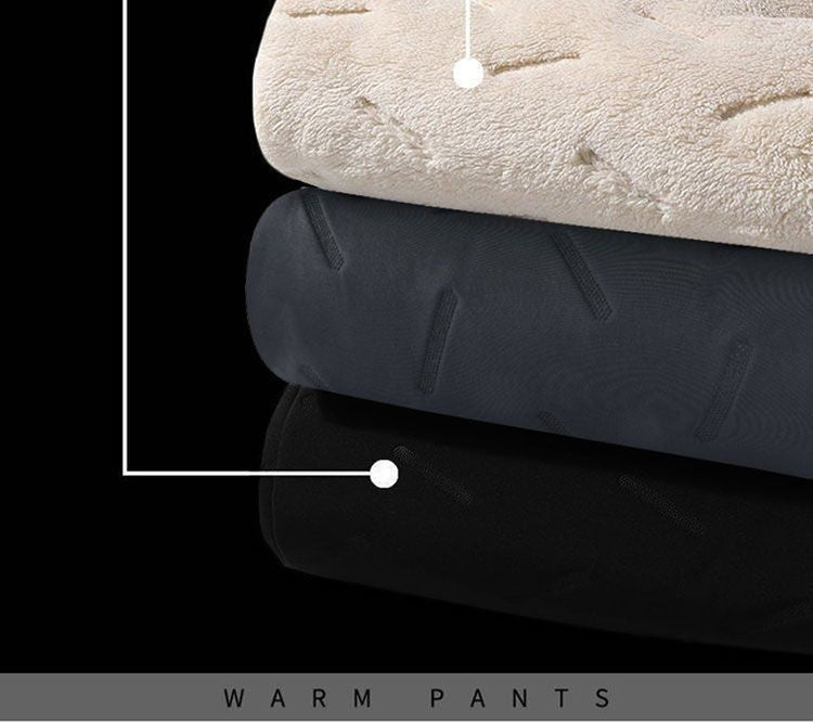 Men's Winter Thiened Fce Lined down Cotton Pants Casual Spor Long Trousers Loose Fit Warm Outerwear for Autumn And Winter