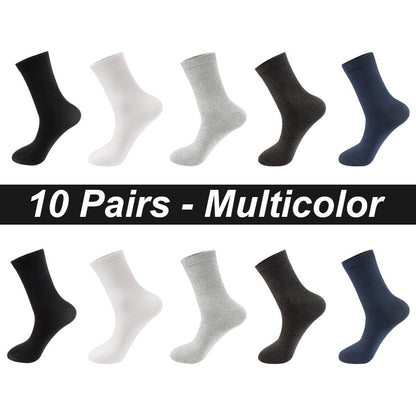 10Pairs/Lot Men Combed Cotton Socks Black Casual Business Breathable High Quality Man Sock New For Male Plus Size EU38-48