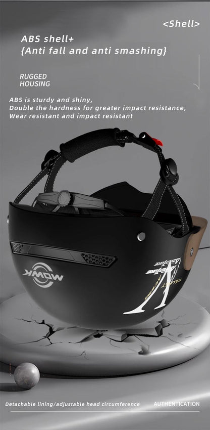 MOWK Capacete de Motocicleta Vintage Meio Capacete de Verão Respirável para Homens e Mulheres Scooter Elétrica a Jato Capacete Aberto Capacete de Segurança Refletivo