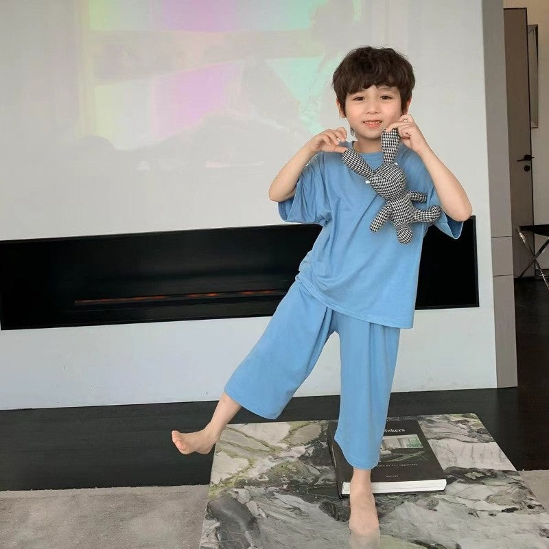 1-6 Years Solid Color Baby Clothes Set Summer Modal Newborn Baby Boys Girls Clothes 2PCS Baby Pajamas Unisex Kids Clothing Sets