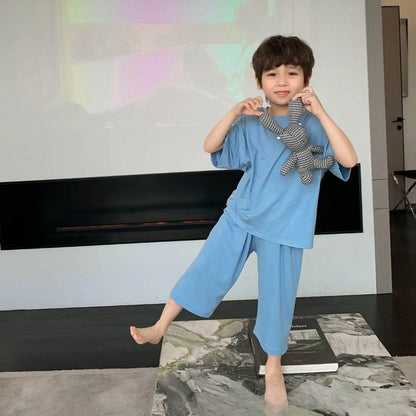 1-6 Years Solid Color Baby Clothes Set Summer Modal Newborn Baby Boys Girls Clothes 2PCS Baby Pajamas Unisex Kids Clothing Sets