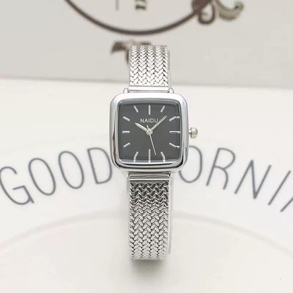 Ladies Small Square Watch Stainless Steel Strap Literary Fashion Retro Quartz Watch