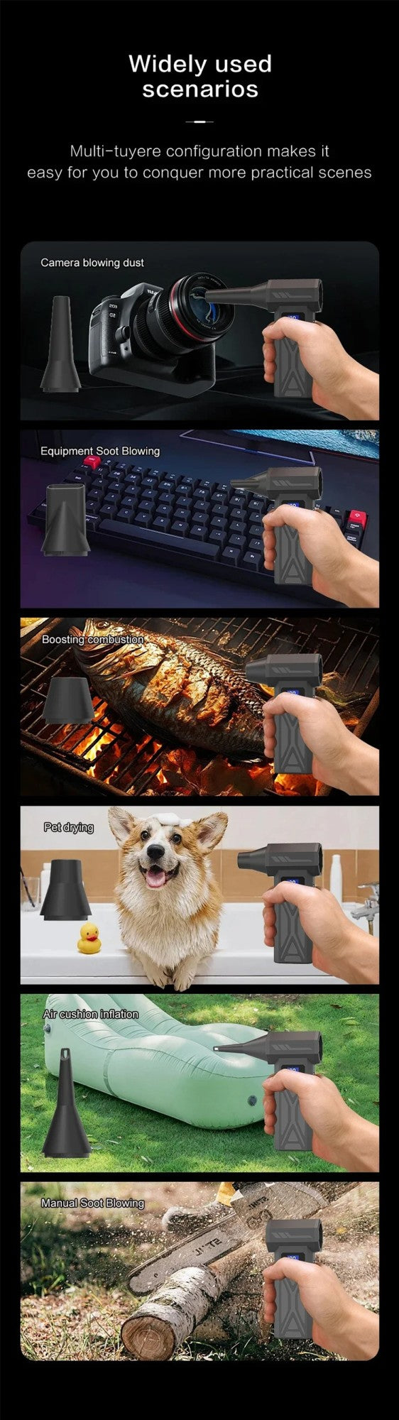 JH Portable Air Blower Free shipping Mini Turbo Jet Fan Handheld Brushless Motor 130000 RPM 52m/s Industrial Duct Fan