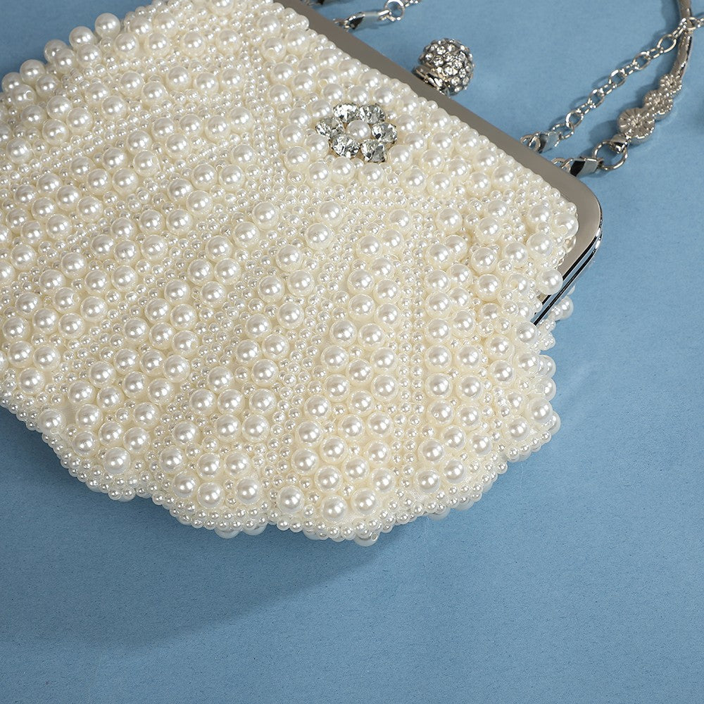 Fashionable and elegant shell pearl evening bag socialite travel cosmetics storage bag diamond-encrusted versatile handbag for