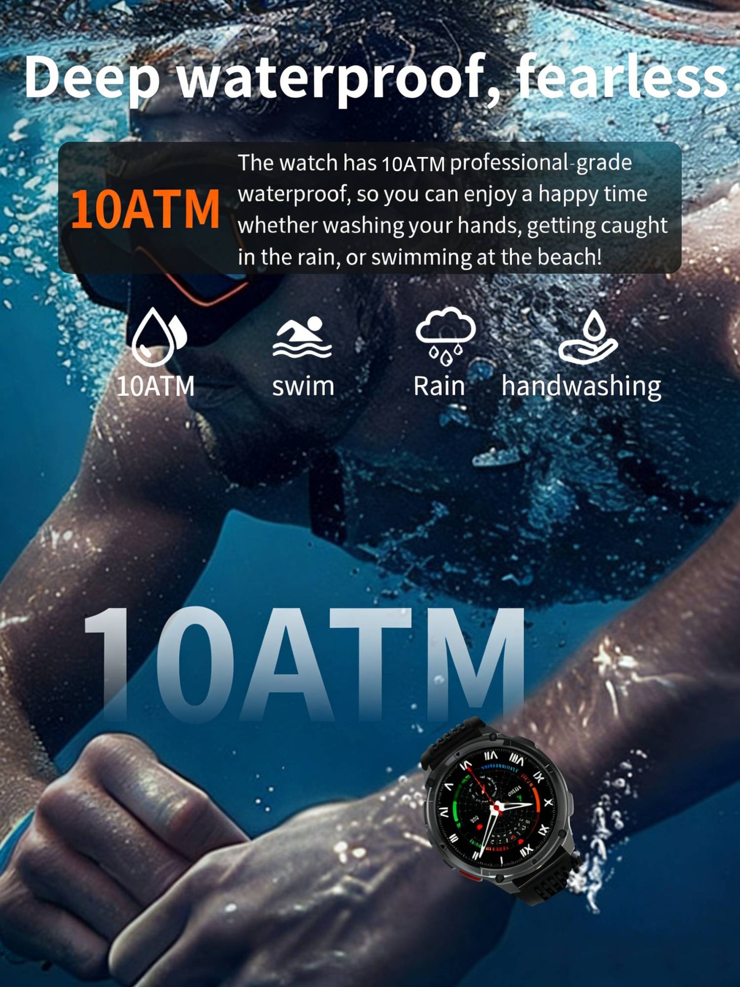 Smartwatch Masculino Novo T-REX3 2026 Bateria de 1100mAh 10ATM À Prova D'Água GPS Chamada Bluetooth 1.7" AMOLED HD Esportes Lanterna Inteligente
