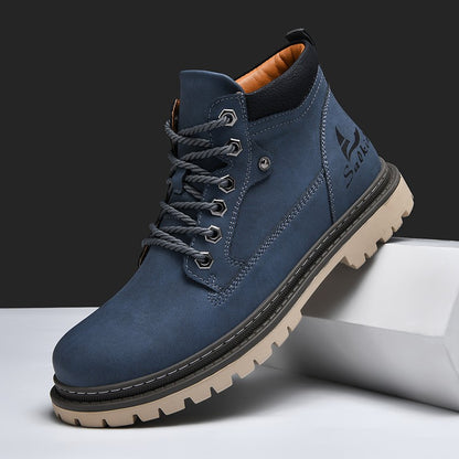 Botas Masculinas Feitas à Mão, Botas de Tornozelo de Inverno em Couro, Sapatos de Outono para Caminhada ao Ar Livre, Tênis, Botas Masculinas de Cano Alto, Calçados Antiderrapantes