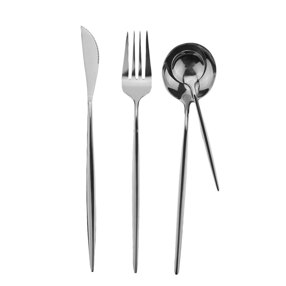 8 colheres de mesa de jantar, talheres de aço inoxidável, prateado, talheres dourados, utensílios de cozinha, talheres pretos.