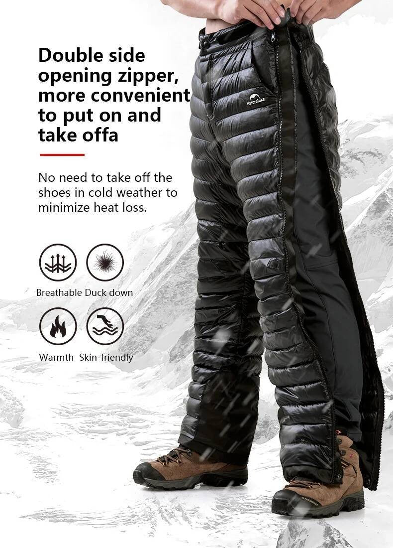 Naturehike 90% Duck Down Pants 700FP Yushang Double Side Zipper Warm Insulation Pant Waterproof Windproof Winter Outdoor Trouser