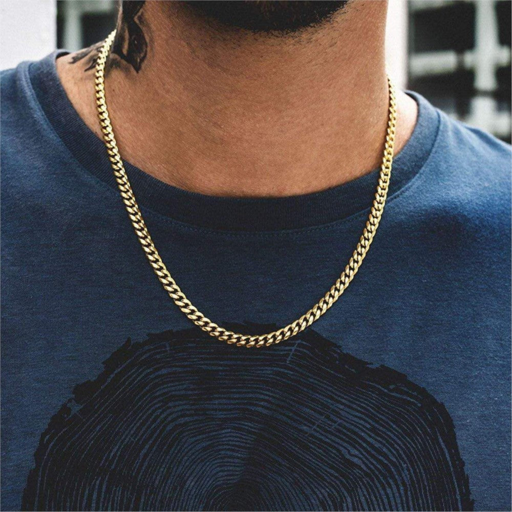 Colar de Aço Inoxidável Elo Cubano Hiphop de 5/7/9MM de Largura para Homens Gargantilha Básica Simples de Rapper Acessórios de Joalheria de Moda