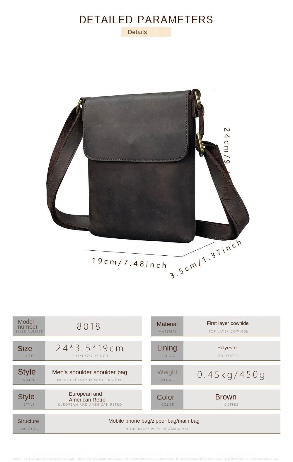 New Men's Cow Leather Crossbody Bag Man Shoulder Bag Casual Male Small Simple Bag For Men