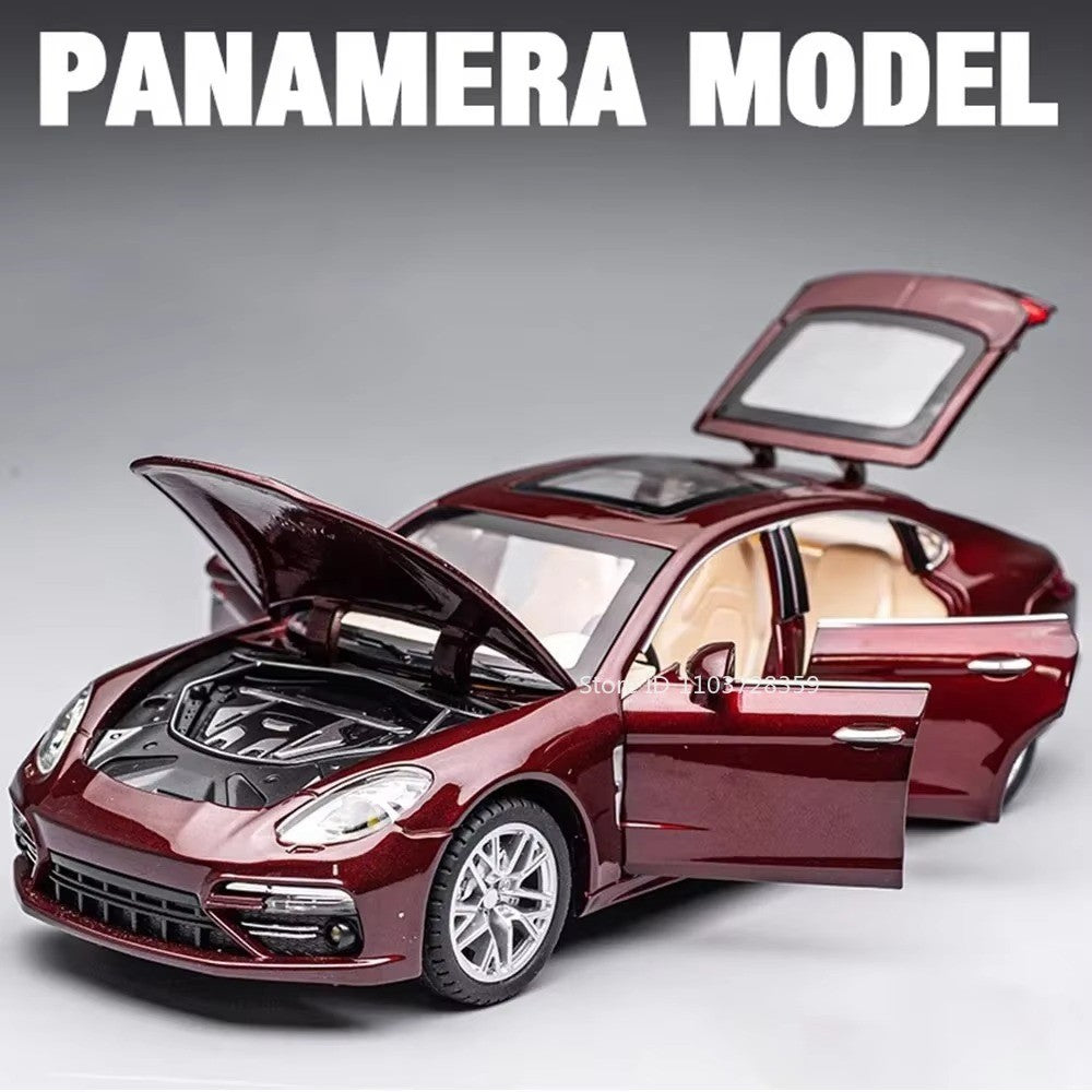 1:24 Scale Panamera Miniature Car Model Toys Alloy Diecast with 6 Doors Opened Pull Back Toy Vehicles for Kids Birthday Gift