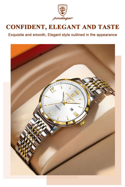 POEDAGAR New Luxury Woman Watch Waterproof Luminous Date Ladies Watch High Quality Stainless Steel Simple Women's Quartz Watches