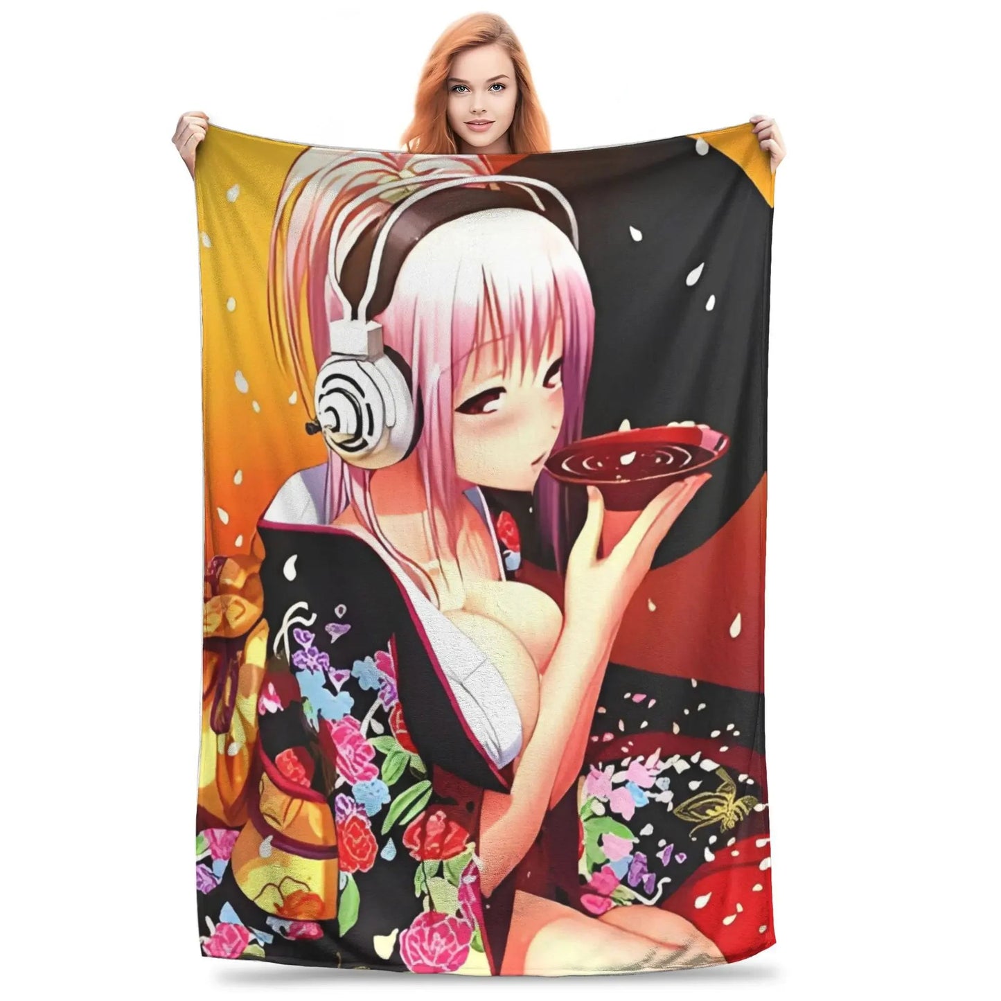Cobertor de flanela Anime Super Sonico Garota Enfermeira Bonita para Decoração de AC de Verão, Macio e Quente, Colcha, decoração para casa