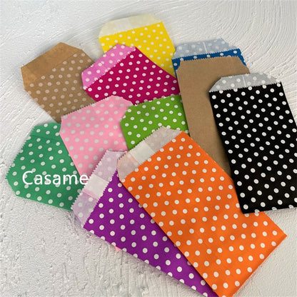 10/25/50 Pcs Small Sack Pouch Mini Dot Kraft Paper Bags Wedding Party Invitation Greeting Cards Paper Gift Bag Birthday
