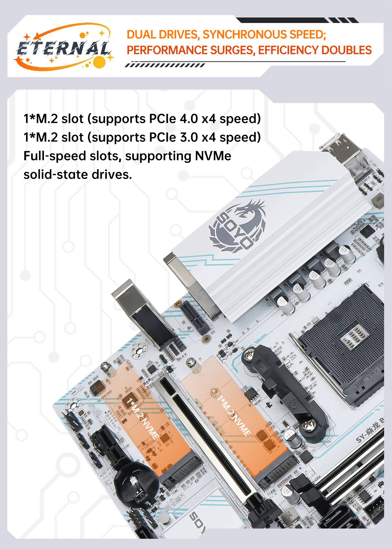 SOYO AMD B550M Gaming Motherboard USB3.1 M.2 Nvme Sata3 DDR4 Dual Channel Supports RYZEN R3 R5 R7 3000 4000 5000 CPU AM4 Socket