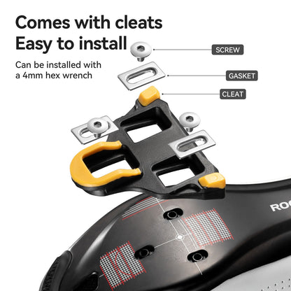 ROCKBROS Bicycle Pedals Lightweight Carbon Fiber Self-Locking Pedals With Cleats SPD Waterproof Sealed Bearing Road Bike Pedals