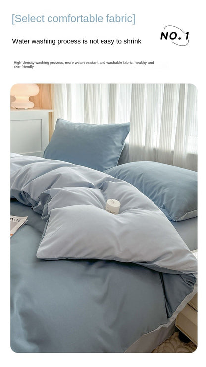 Conjunto de cama de cor sólida de quatro peças para crianças e adultos, cama de casal grande, conjunto de capa de edredom, lençol e capa de travesseiro de quatro peças