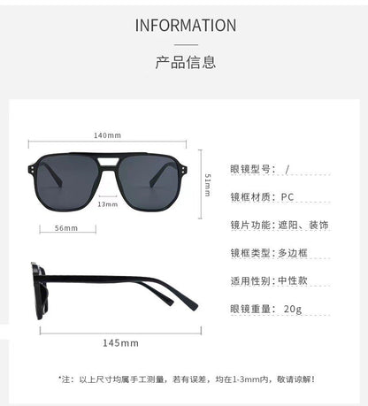 Vintage Men Women Big Sunglasses Men Square Shades Brand Designer Unisex Sun Glasses Black Lense Male Female Sunglasses UV400