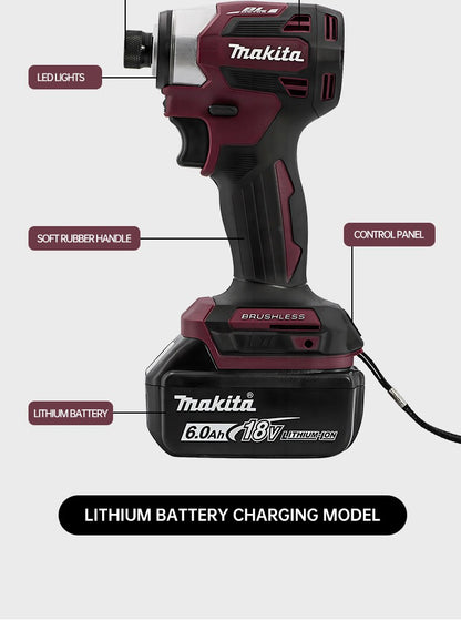Furadeira/Parafusadeira de impacto Makita DTD173 18V, sem escova, ferramenta elétrica para melhorias domésticas e projetos DIY, 180Nm, furadeira elétrica para madeira/parafuso/modo T