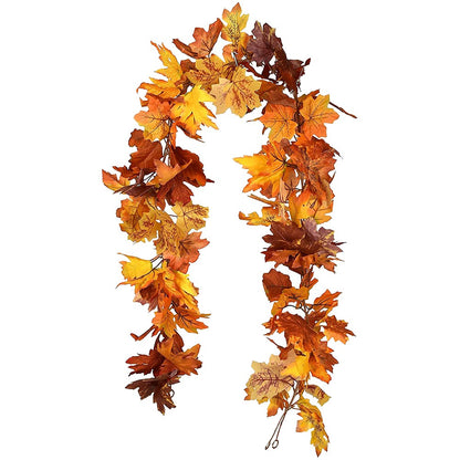 1/2Pcs 175cm Artificial Fall Maple Leaf Garland Fake Plants Autumn Decor Leaves Vine for Thanksgiving Halloween Decoration Gifts