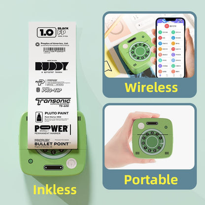 Impressora de bolso fotográfica M1 com 2 rolos para iOS Android Bluetooth Mini impressoras térmicas de adesivos para escritório, cozinha e escola