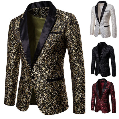 Men's Floral Party Dress Suit Stylish Dinner Jacket Bartender Wedding Blazer Holiday Gifts Prom Tuxedo Men's Coat Jacket