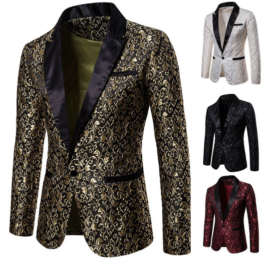 Men's Floral Party Dress Suit Stylish Dinner Jacket Bartender Wedding Blazer Holiday Gifts Prom Tuxedo Men's Coat Jacket