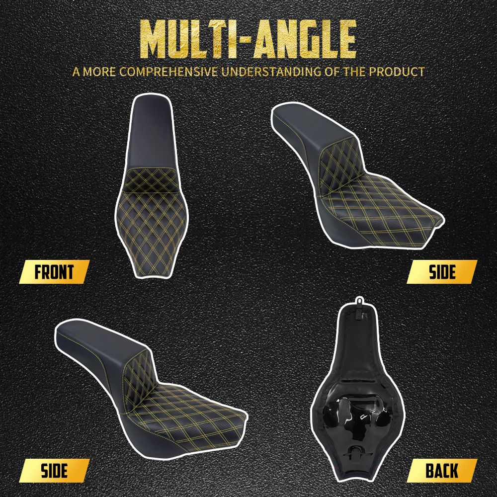 Assento Dianteiro Traseiro de Couro Preto Para Piloto e Passageiro de Moto Harley Softail Street Bob FXBB 2018-2024 2025