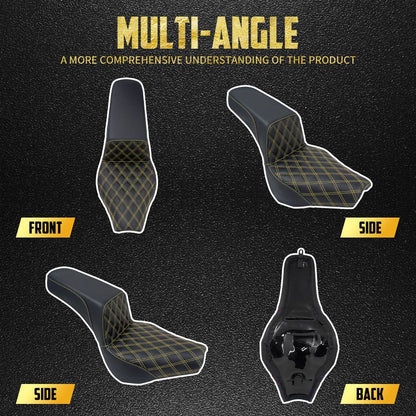 Assento Dianteiro Traseiro de Couro Preto Para Piloto e Passageiro de Moto Harley Softail Street Bob FXBB 2018-2024 2025
